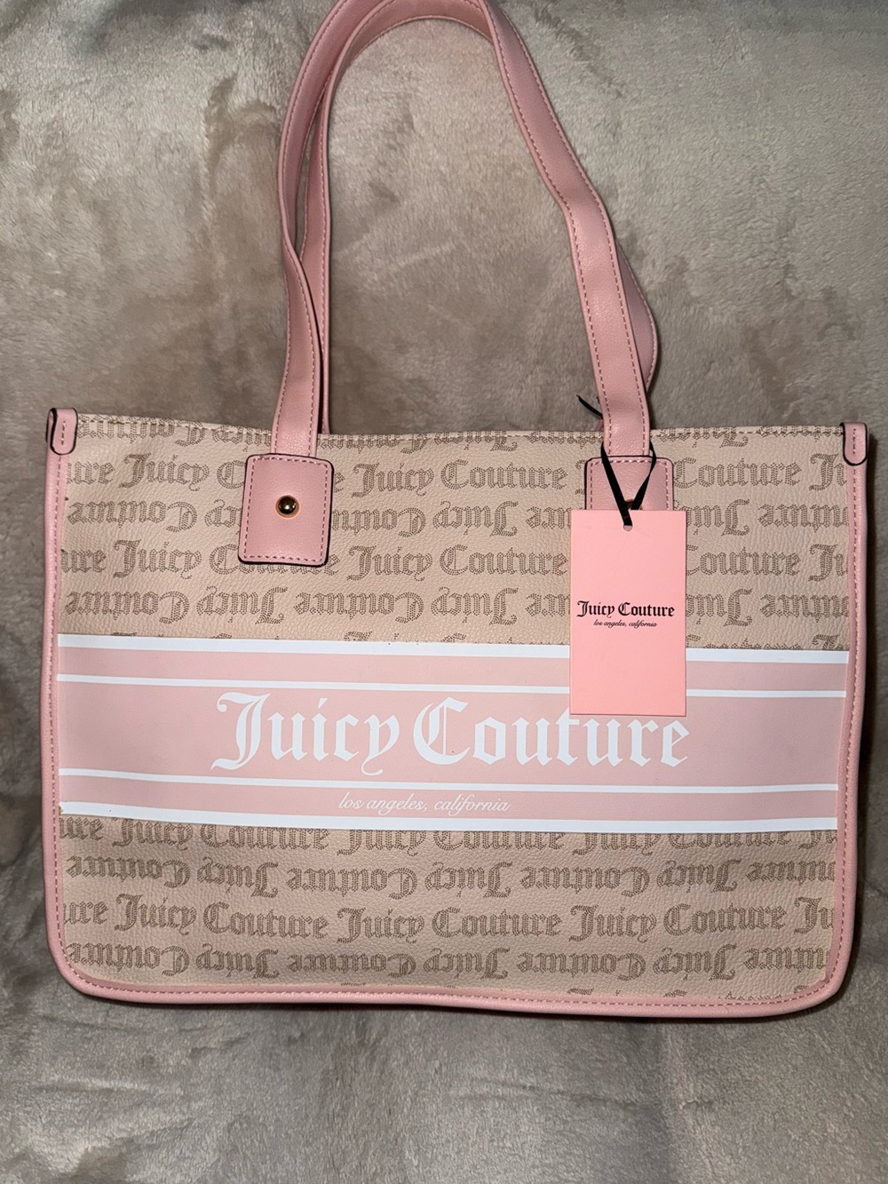 Juicy Couture Pink and Beige Logo Tote